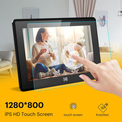 KODAK 10.1 Inch WiFi Digital Picture Frame, IPS Touch Screen HD Display with 16GB Storage, Share Video Clips and Photos Instantly Via E-Mail or App, Effortless to Set up - Black