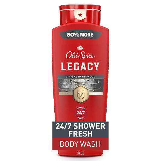Old Spice Body Wash for Men, 24/7 Shower Fresh & Clean with Daily Use, Lasting Signature Scent, Refreshing Lather, Moisturizing Formula, Legacy with Coconut, Pine & Cedar Scent, 24 oz