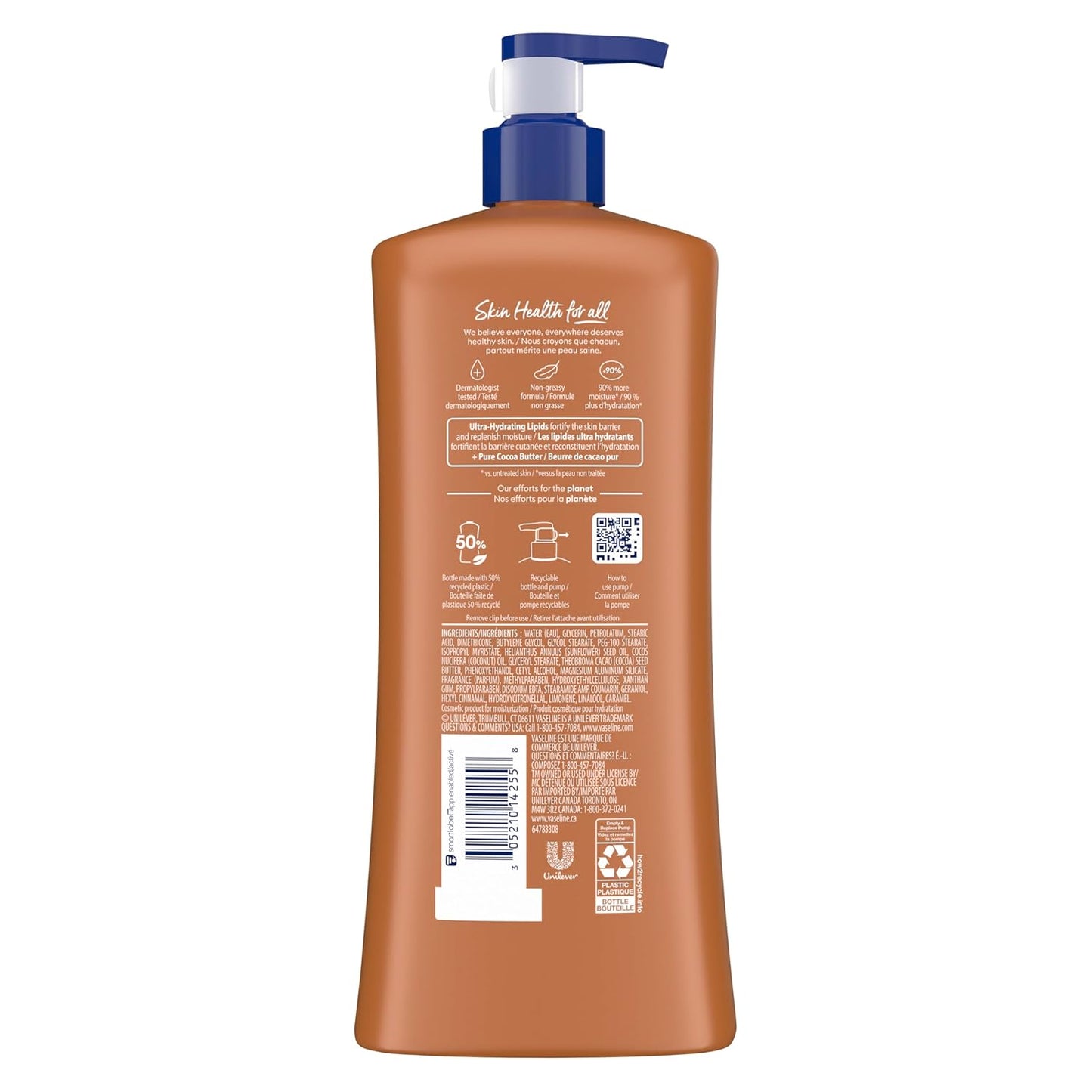 Vaseline Intensive Care Body Lotion Cocoa Radiant for Dry Skin Lotion Made with Ultra-Hydrating Lipids and Pure Cocoa Butter for a Long-Lasting, Radiant Glow 32 Oz (Pack of 2)