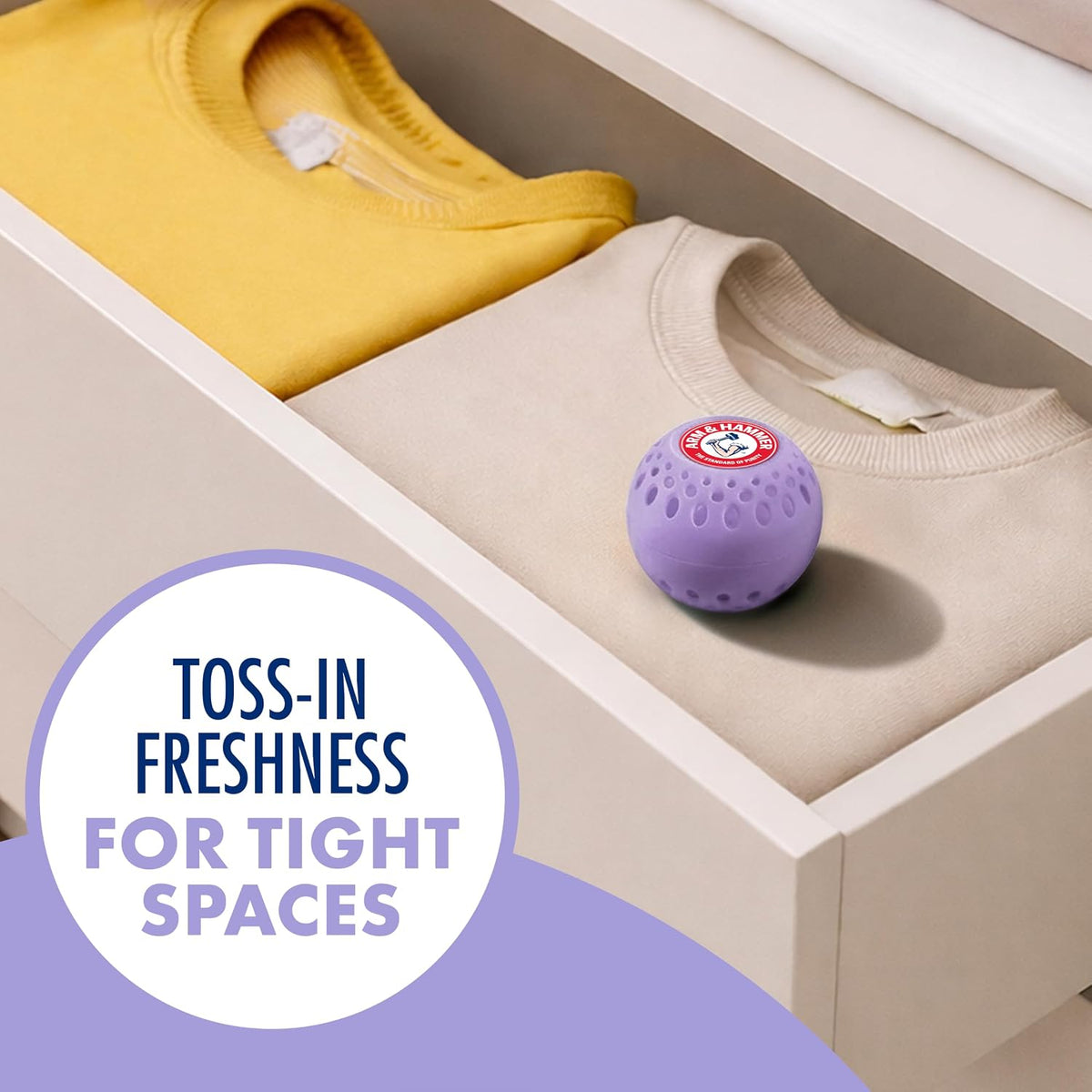Arm & Hammer OdorBusterz Odor Eliminator Balls, Lavender, 6 Count - Baking Soda Odor Control for Closets, Drawers, Hampers & Small Spaces