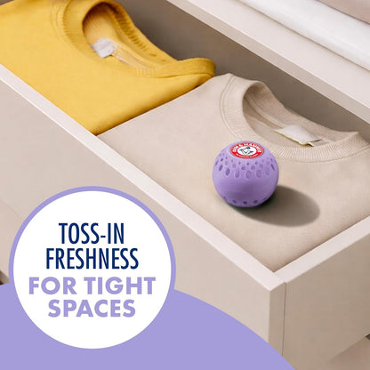 Arm & Hammer OdorBusterz Odor Eliminator Balls, Lavender, 6 Count - Baking Soda Odor Control for Closets, Drawers, Hampers & Small Spaces