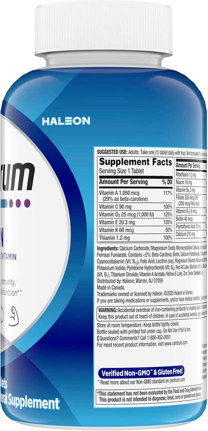 Centrum Multivitamin for Men, Multivitamin/Multimineral Supplement with Vitamin D3, B Vitamins and Antioxidants, Gluten Free, Non-GMO Ingredients - 250 Count