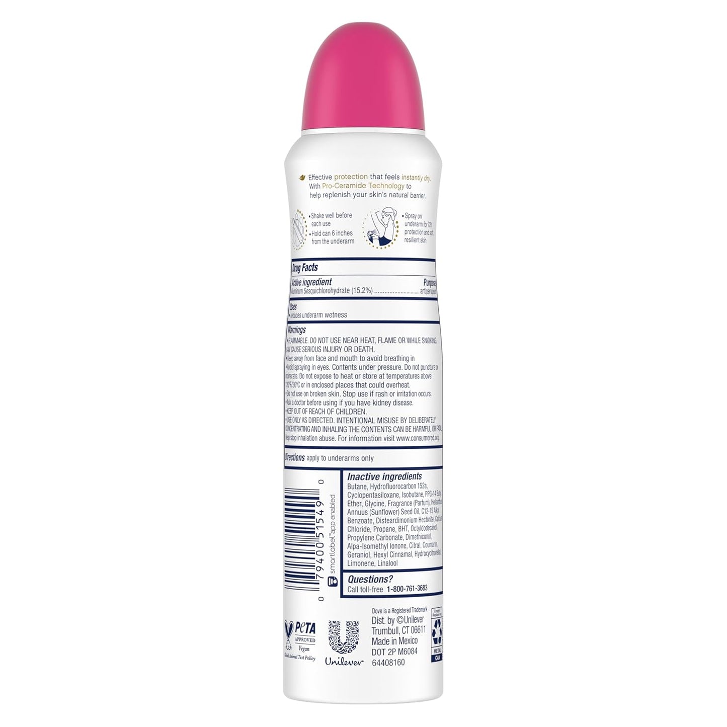 Dove Advanced Care Antiperspirant Deodorant Spray for Women 3 Pack Dragon Fruit & Coconut Cream 72 hour sweat and odor protection 3.8oz
