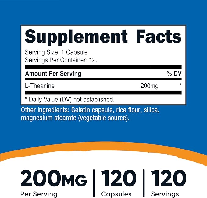 Nutricost L-Theanine 200mg, 120 Capsules, Double Strength, Gluten Free