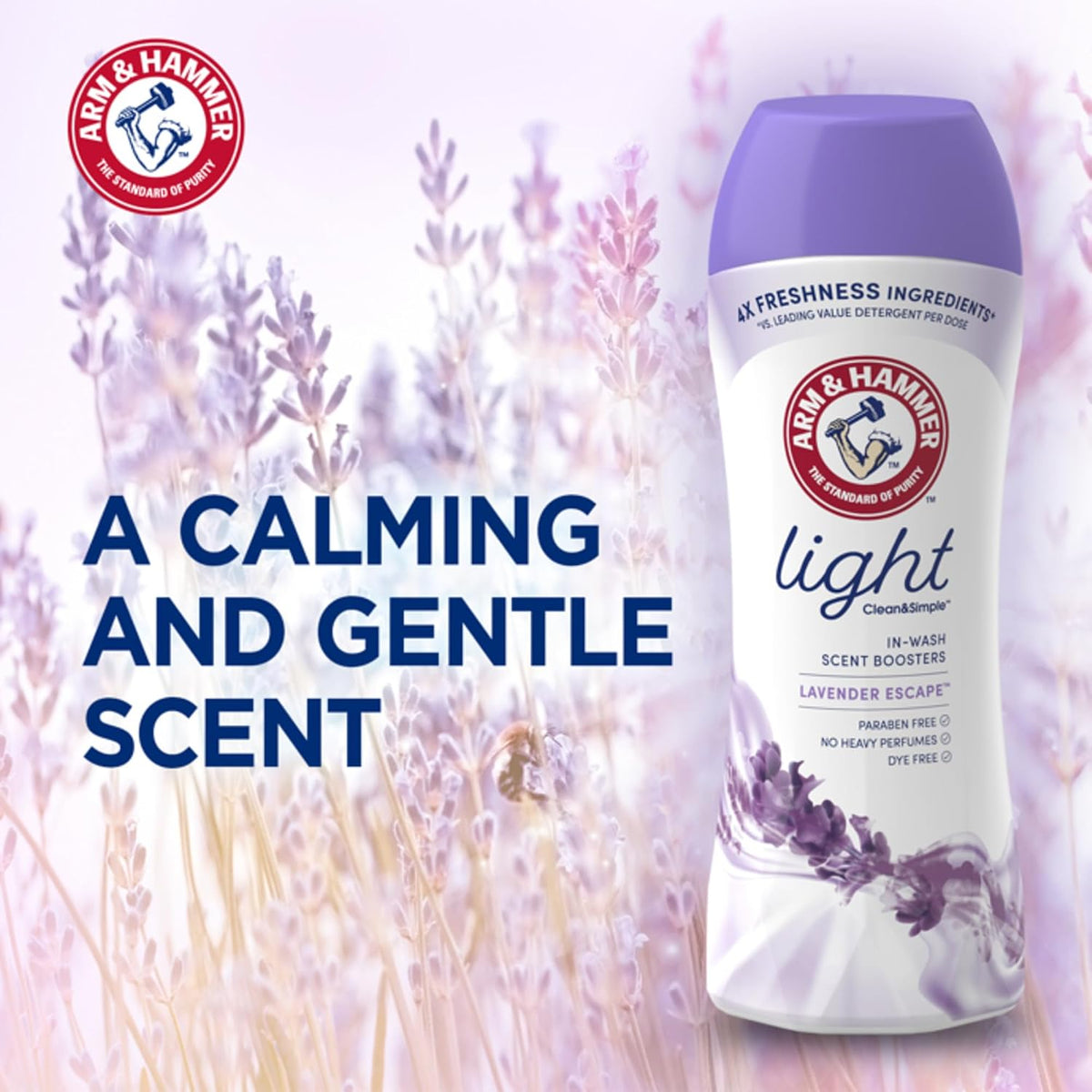 ARM & HAMMER Light Laundry Scent Booster, Lavender Escape, 24 Ounce (Pack of 4)