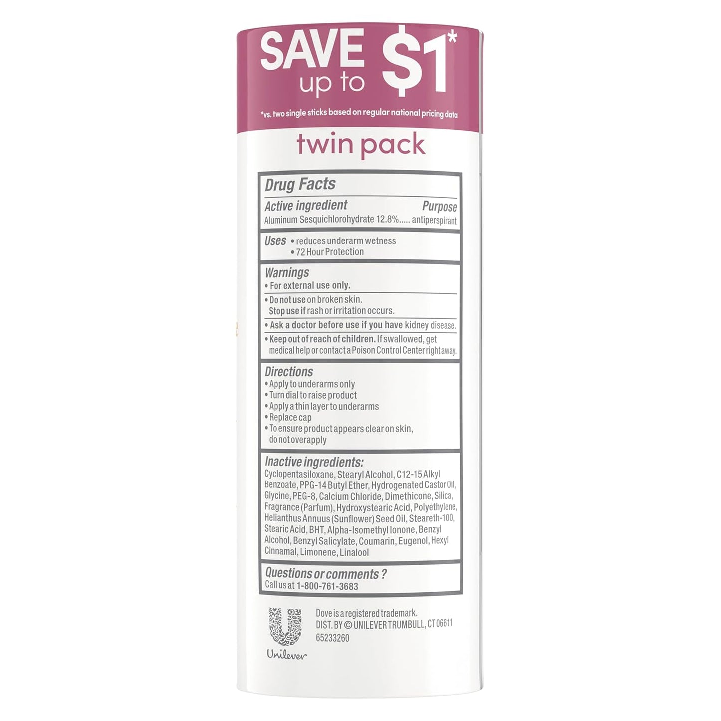 Dove Advanced Care Antiperspirant Caring Coconut, 2 Count Deodorant Stick for Women, for 48 Hour Protection And Soft And Comfortable Underarms, 2.6 oz