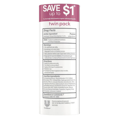 Dove Advanced Care Antiperspirant Caring Coconut, 2 Count Deodorant Stick for Women, for 48 Hour Protection And Soft And Comfortable Underarms, 2.6 oz