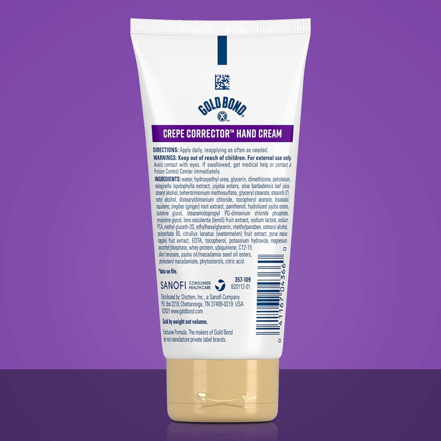 Gold Bond Age Renew Crepe Corrector Hand Cream, Crepey Skin Cream, 3 oz | Mini lotion for softer hands, unscented hand cream with 24-hour hydration, fast absorbing travel size hand lotion
