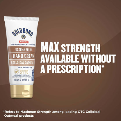 Gold Bond Medicated Eczema Relief Hand Cream, 3 oz, 2% Colloidal Oatmeal | Itchy skin relief, eczema cream that helps calm irritation, colloidal oatmeal cream, fragrance free, 2% colloidial oatmeal