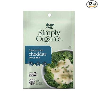 Simply Organic Dairy-Free Cheddar Sauce Mix, Organic, 0.85 Ounce (Pack of 12)