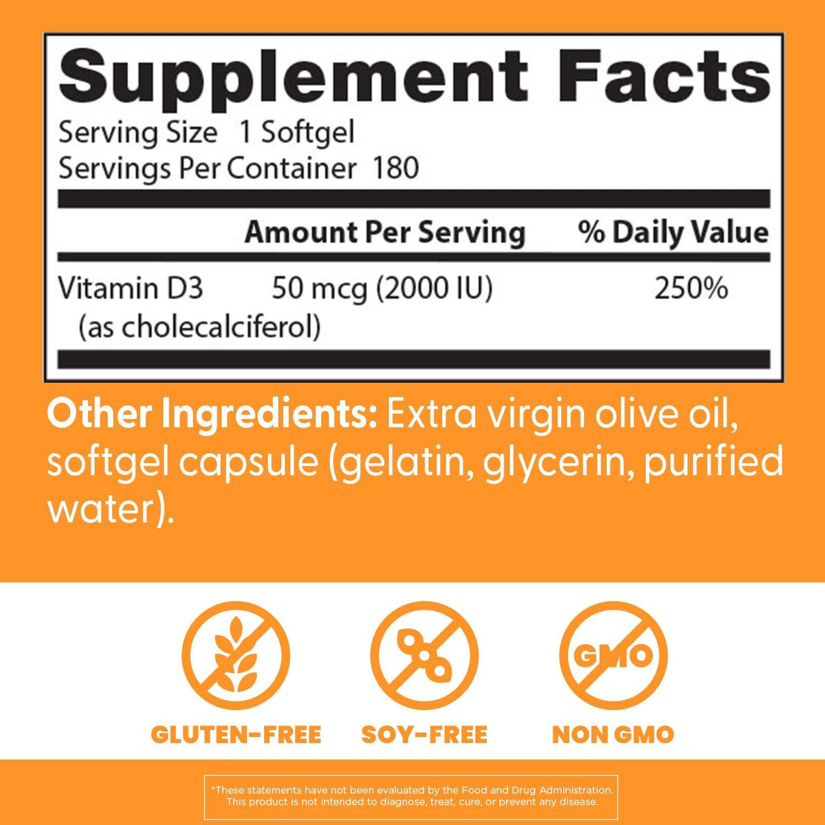 Doctor's Best Vitamin D3 2000 IU Softgels, for Men & Women, 180 Softgels