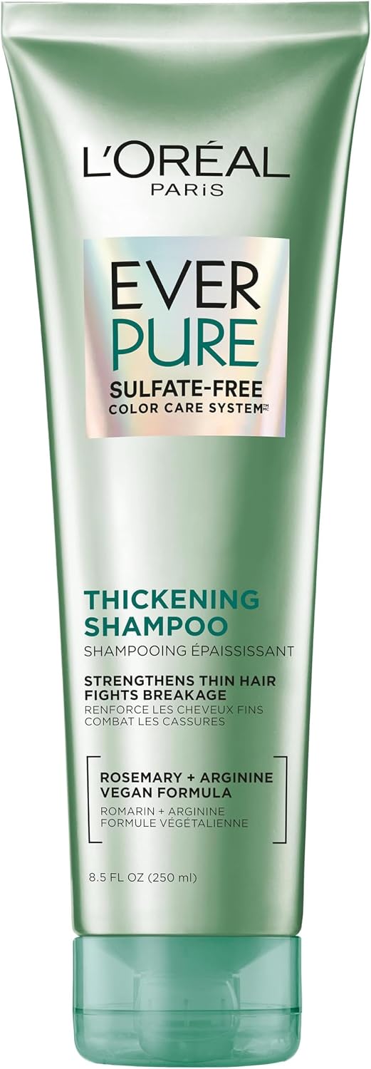 L'Oreal Paris Thickening Sulfate Free Shampoo,Thickens + Strengthens Thin,Fragile Hair,Hair Care with Rosemary Leaf,EverPure,8.5 Fl Oz (Packaging May Vary),(Pack of 6)