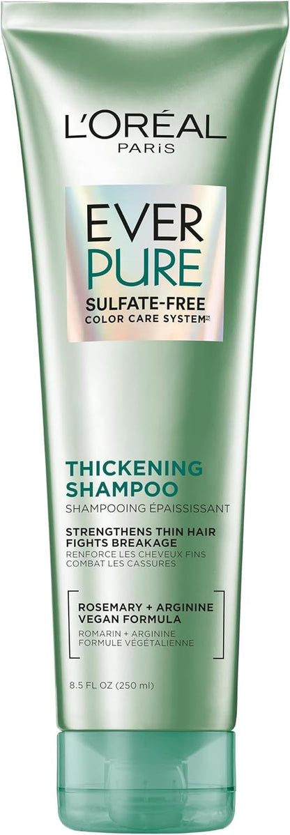 L'Oreal Paris Thickening Sulfate Free Shampoo,Thickens + Strengthens Thin,Fragile Hair,Hair Care with Rosemary Leaf,EverPure,8.5 Fl Oz (Packaging May Vary),(Pack of 6)