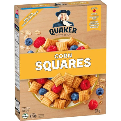 Quaker, Corn Squares, Toasted Cereal, 375g/13 oz. Box