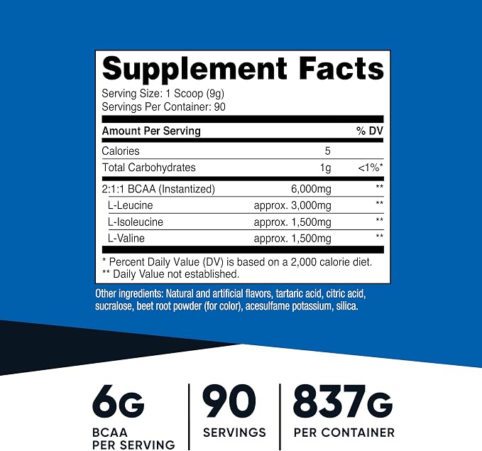 Nutricost BCAA Powder (Watermelon, 90 Serv) - Optimal 2:1:1 Ratio