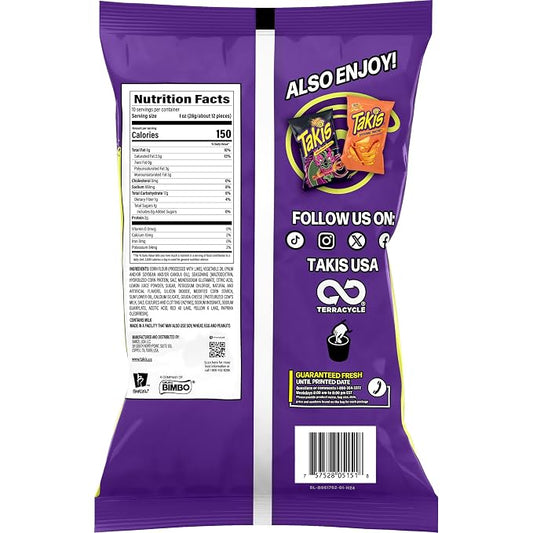 Takis Chile Limon Rolled Tortilla Chips, 9.9oz Bag | New Flavor, Midly Spicy Chili and Lime Flavor, Corn Snack Chips, Individual Bags, Sharing Size