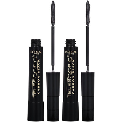L’Oreal Paris Makeup Original Telescopic Mascara, Separating Mascara Volume and Length Formula, Washable, Carbon Black, 0.27 Fl Oz., 2 Count
