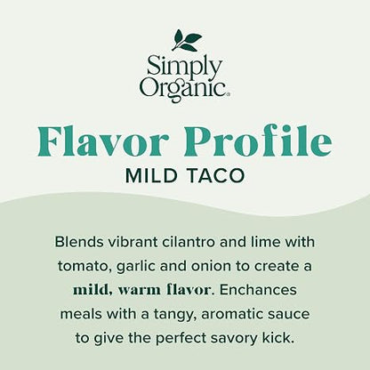 Simply Organic Mild Taco Simmer Sauce, 8 Ounce Pouch, Vibrant & Tangy, For Chicken and Baja-style Fish Tacos (Pack of 6)