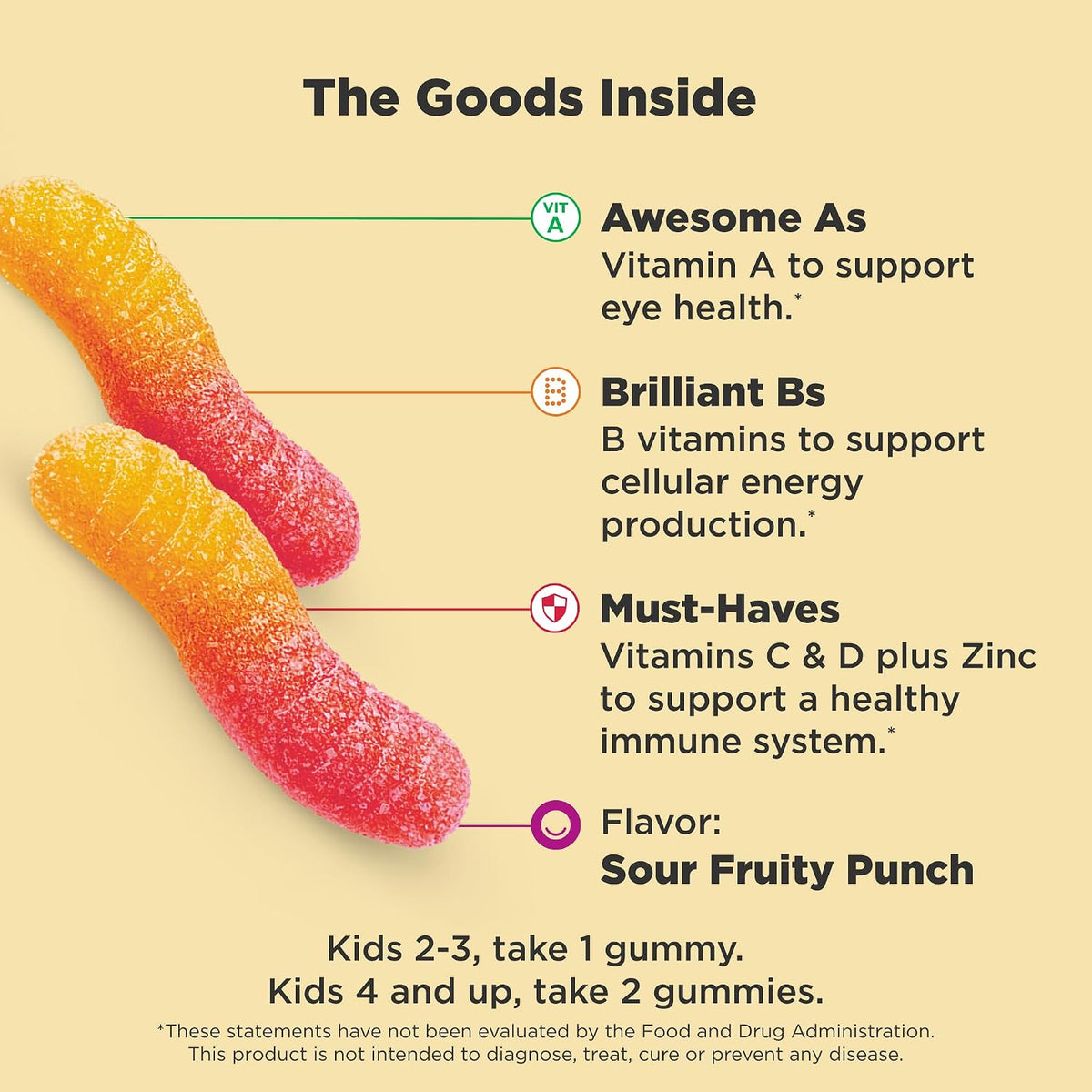OLLY Kids Multi Gummy Worms, Overall Wellness & Immune Support - 100 Count