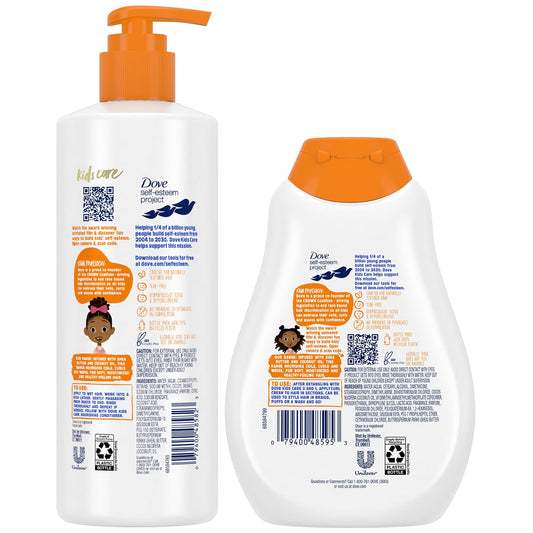 Dove Kids Moisturizing Shampoo + Styling Curl Cream Twin Pack – “Hair Love” Curly Hair Products for Kids, Coconut Cookie Scent (3 Piece Set)