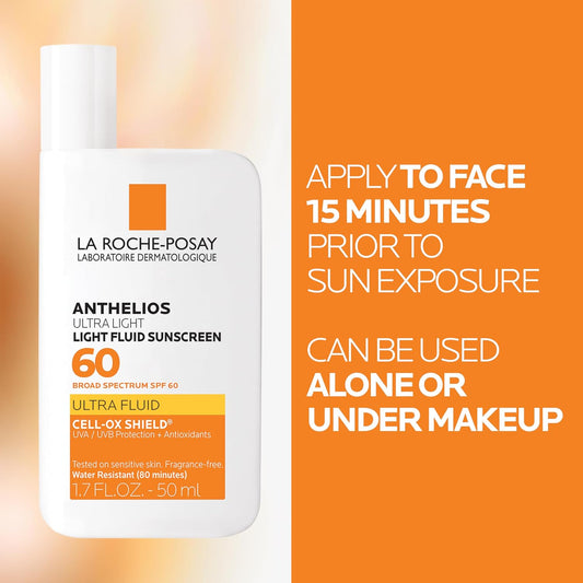 La Roche-Posay Anthelios Ultra Light Fluid Sunscreen for Face SPF 60, 1.7oz