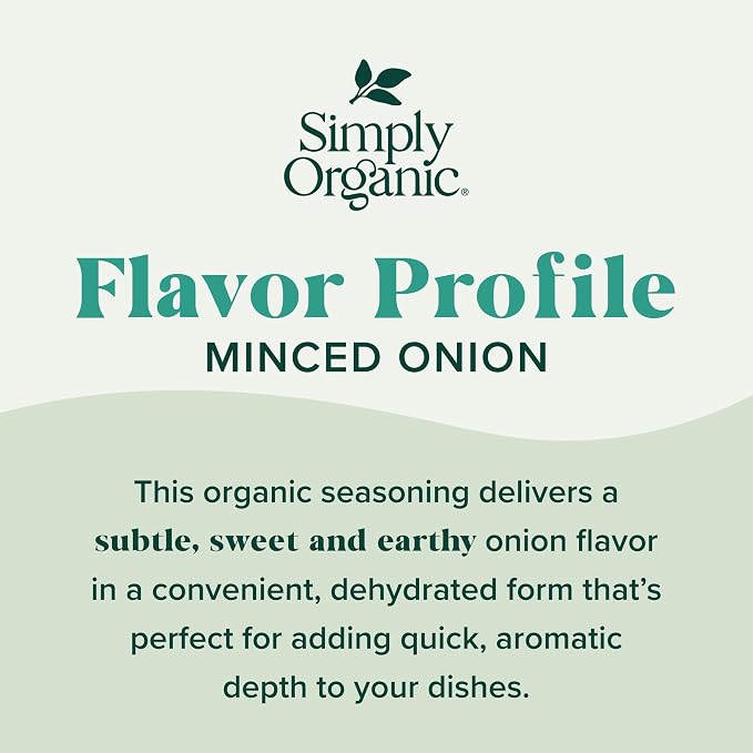 Simply Organic Certified Organic Minced White Onion, 2.21-Ounce Jar, Warm, Sweet, Salty Flavor For Stews & Soups, Kosher