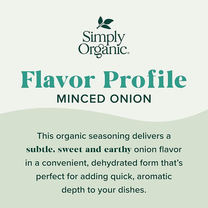 Simply Organic Certified Organic Minced White Onion, 2.21-Ounce Jar, Warm, Sweet, Salty Flavor For Stews & Soups, Kosher
