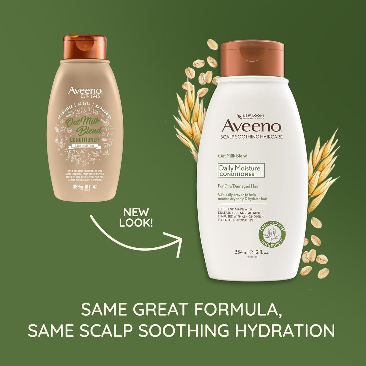 Aveeno Oat Milk Blend Moisturizing Conditioner, Ultra-Hydrating, for Dry, Damaged Hair, 12 fl oz (Pack of 4)