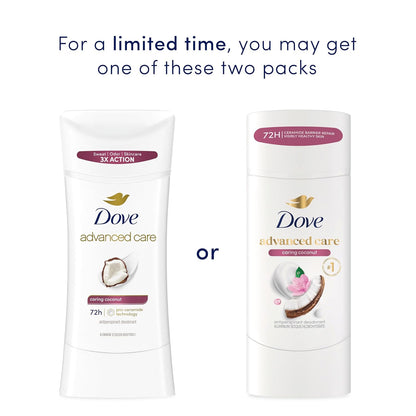 Dove Advanced Care Antiperspirant Deodorant Stick Caring Coconut for Helping Repair Skin Barrier After Shaving, with 72-Hour Sweat & Odor Protection, 2.6 oz