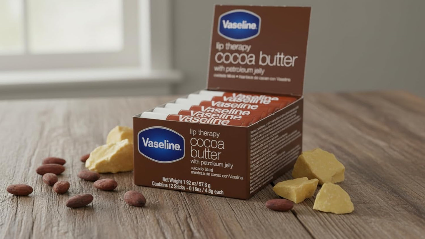 Vaseline Lip w/o Backer Card Cocoa - 12 Pack Box