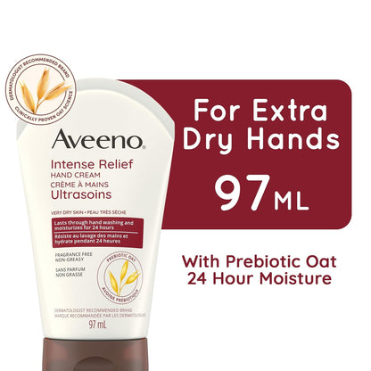 Aveeno Skin Relief Intense Moisture Hand Cream, Fragrance-Free, 3.5 Ounce (Pack of 12)