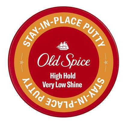 Old Spice Mens Hair Putty, Stay-In-Place Hair Styling Putty for Men, High Hold, Very Low Shine, 2.22 oz