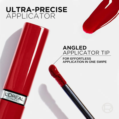 L'Oreal Paris Infallible Lacque Resistance Liquid Lipstick, 16HR Long Lasting Lip Makeup with Lacquer-Like Shine and Zero Transfer, 420, Le Rouge Paris