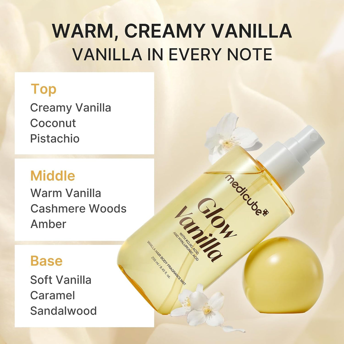 medicube Fresh & Glow Body Duo: Kojic Acid Body Wash and Glow Vanilla Hair & Body Fragrance Mist | Cleanse, Refresh & Odor Care for Soft, Radiant-Looking Skin | Korean Body Care