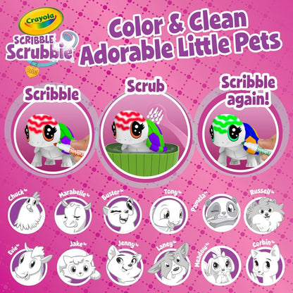 Crayola Scribble Scrubbie Pets Mega Set (25+ pcs), Reusable Pet Care Toy, Toys for Girls & Boys, Gift for Kids, Ages 3, 4, 5