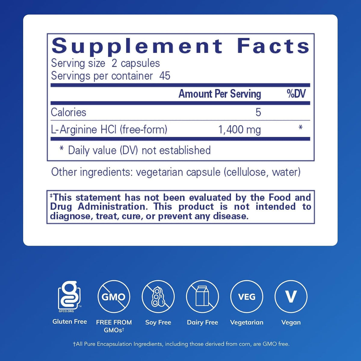 Pure Encapsulations L-Arginine, 90 Capsules