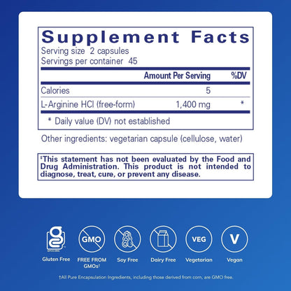 Pure Encapsulations L-Arginine, 90 Capsules