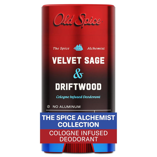Old Spice Aluminum Free Deodorant for Men, The Spice Alchemist Collection, 24/7 Cologne Infused Scent, No Trade Off Formula, Free of Parabens & Phthalates, Velvet Sage + Drift Wood Scent, 3.0 oz