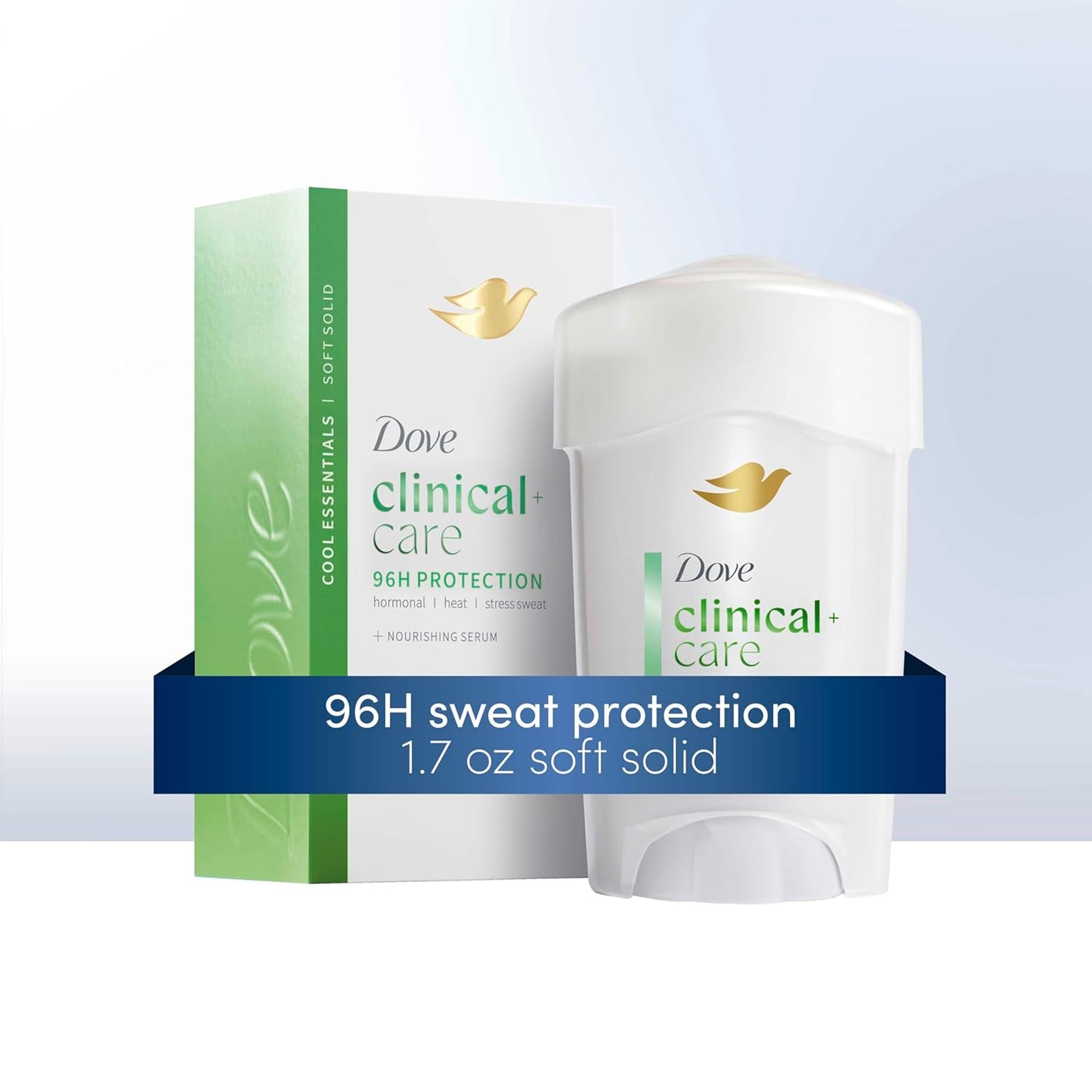 Dove Clinical + Care Clinical Protection Antiperspirant Cool Essentials with Nourishing Serum 96 Hour Odor Protection 1.7 oz