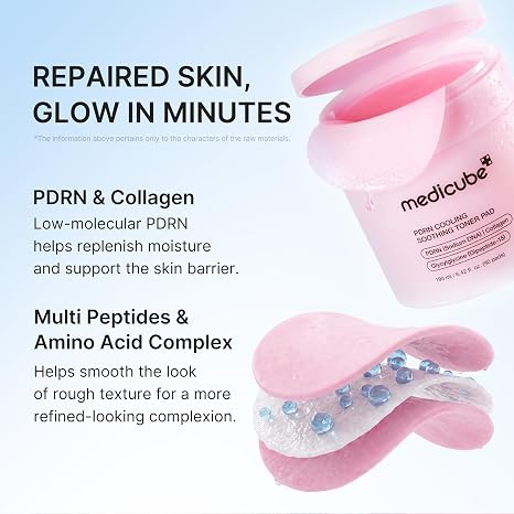 medicube PDRN Cooling Soothing Toner Pads, Hydrating Facial Pads, 90 Pads