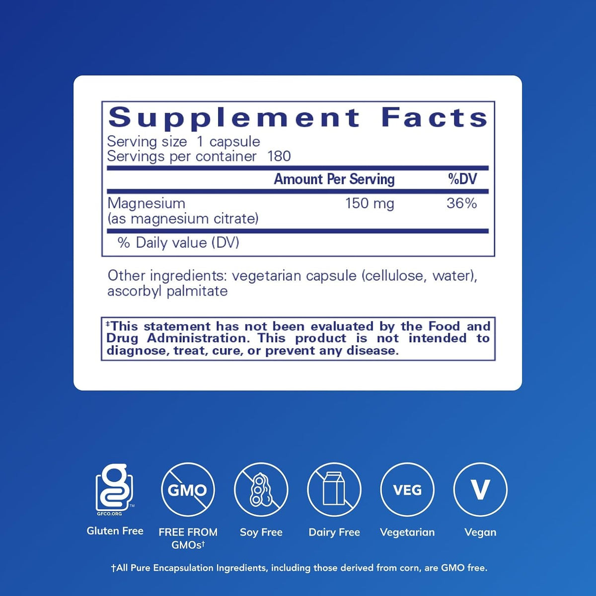 Pure Encapsulations Magnesium (Citrate), 180 Capsules