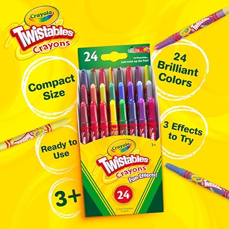 Crayola Twistables Crayons for Kids (24ct) Cute School Supplies for Toddlers, Preschool, Kindergarten, Elementary, Gifts for Boys & Girls, Ages 3, 4, 5