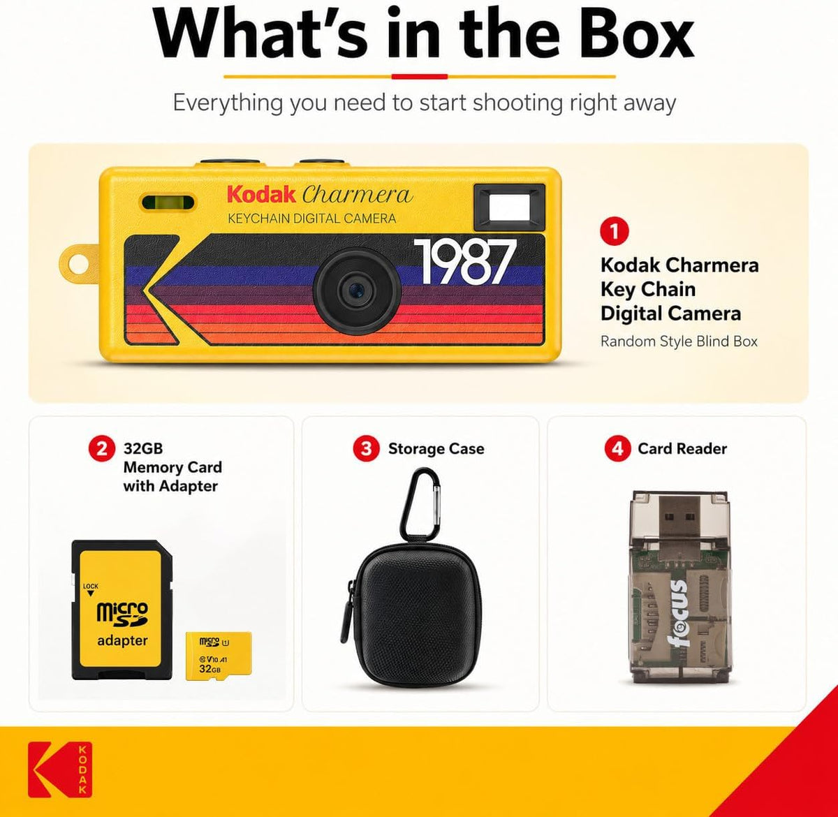 Kodak Charmera Key Chain Digital Camera Bundle