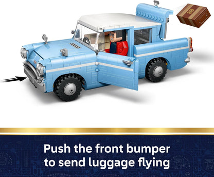 LEGO Harry Potter Enchanted Flying Ford Anglia Car Building Toy for Boys & Girls - Book Shelf & Bedroom Decor for Ages 14+ - W/Harry, Ron, & Hedwig Minifigures - Gift Idea for Birthdays - 76470