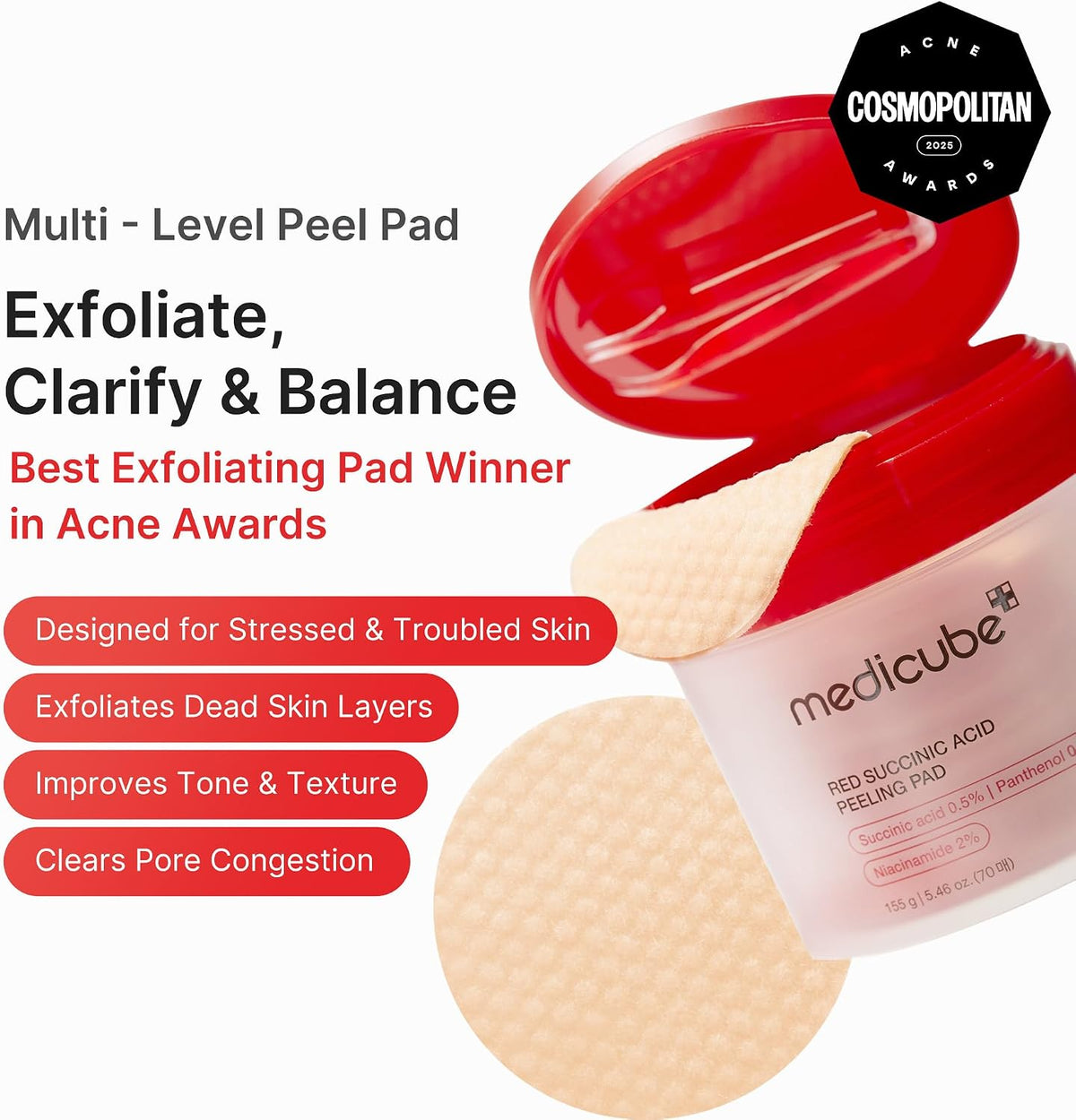 medicube Swipe & Spray Red Duo - Red Succinic Pad & Power Soothing Spray