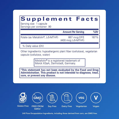 Pure Encapsulations Folate 400, 90 Capsules