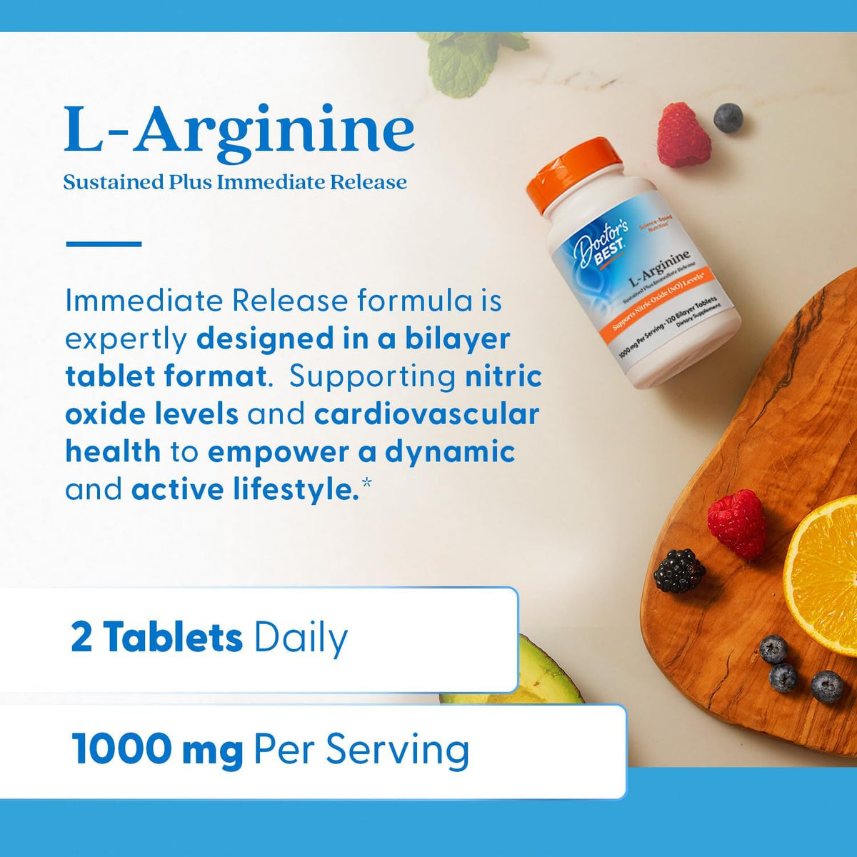 Doctor's Best L Arginine Supplement, for Men & Women, 120 Bilayer Tablets