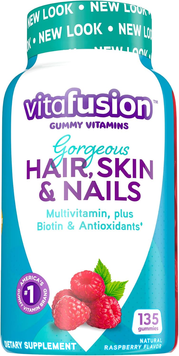 Vitafusion Gorgeous Hair/Skin & Nails Multivitamin Gummy Vitamins + Biotin & Antioxidant Vitamins C&E/Raspberry Flavor (45 Day Supply) America’s Number One Gummy Vitamin Brand, 135 Count (Pack of 2)