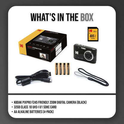 Kodak PIXPRO FZ45 Digital Camera (Black) Bundle