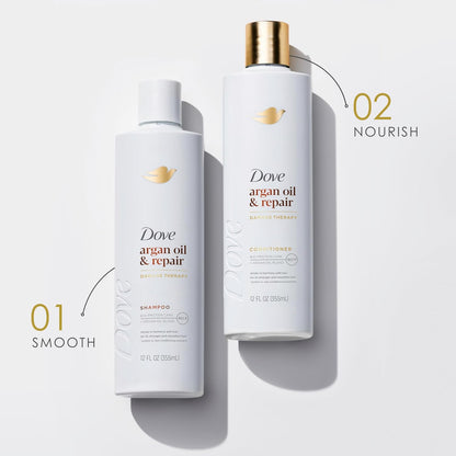 Dove Shampoo Argan Oil & Repair for Fine Hair with Bio-Protein Care Technology and Argan Oil Blend 12 Fl Oz
